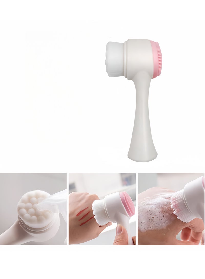 مجموعة من 3 قطع، فرشاة تنظيف الوجه 2 في 1، فرشاة قناع سيليكون برأس مزدوج، بيضة تجميل، تنظيف الوجه، تنظيف الرؤوس السوداء، فرشاة غسل الوجه اليدوية، تدليك العناية بالبشرة - Image 4